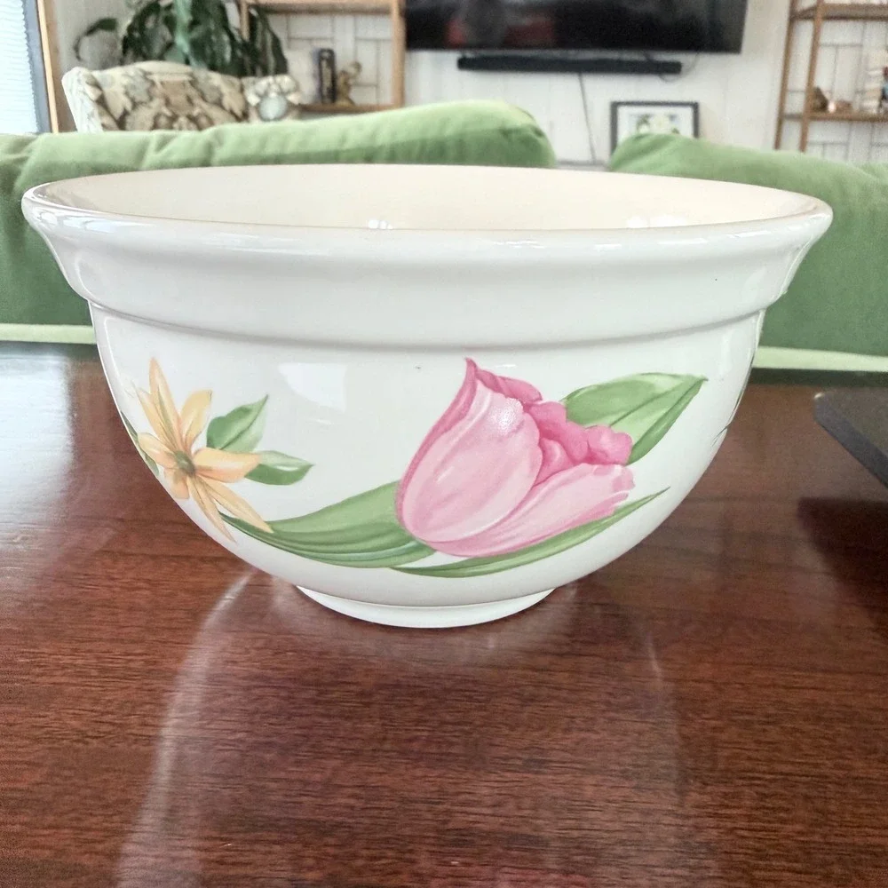 Vintage Pfaltzgraff Naturewood Serving Mixing Bowl Floral Butterfly Ladybug 7